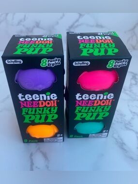 Teenie Funky Pup NeeDoh Squeeze Neon Stress Ball Set of 6 (2 Boxes) Schylling